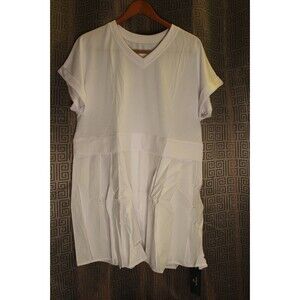 SAUKOLE Womens Summer Crew Neck Short Sleeve Dress Solid Ruffle A Line Beach Boh
